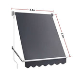 Darrahopens Home & Garden > Shading Retractable Fixed Pivot Arm Window Awning Patio Garden Blinds 2.4m x 2.1m Grey