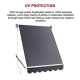 Darrahopens Home & Garden > Shading Retractable Fixed Pivot Arm Window Awning Patio Garden Blinds 2.4m x 2.1m Grey