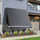 Darrahopens Home & Garden > Shading Retractable Fixed Pivot Arm Window Awning Patio Garden Blinds 2.4m x 2.1m Grey