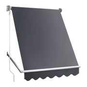 Darrahopens Home & Garden > Shading Retractable Fixed Pivot Arm Window Awning Patio Garden Blinds 2.4m x 2.1m Grey