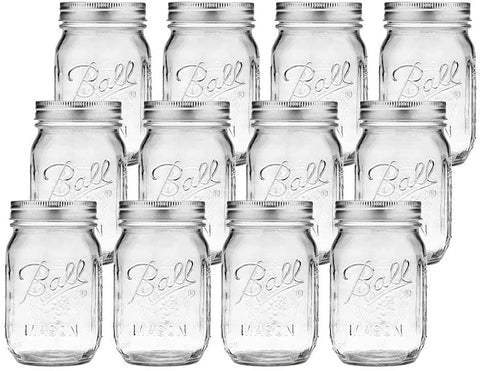 darrahopens Home & Garden > Storage 12 Pieces Canning Jars - 480ml Mason Jar Empty Glass Spice Bottles with Airtight Lids and Labels