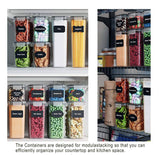 Darrahopens Home & Garden > Storage 14 Pieces Airtight Food Storage and BPA Free Plastic with Easy Lock Black Lids Labels for Kitchen