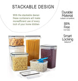 Darrahopens Home & Garden > Storage 14 Pieces Airtight Food Storage and BPA Free Plastic with Easy Lock Black Lids Labels for Kitchen