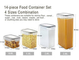 Darrahopens Home & Garden > Storage 14 Pieces Airtight Food Storage and BPA Free Plastic with Easy Lock Black Lids Labels for Kitchen