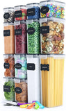 Darrahopens Home & Garden > Storage 14 Pieces Airtight Food Storage and BPA Free Plastic with Easy Lock Black Lids Labels for Kitchen