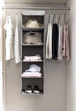 Darrahopens Home & Garden > Storage 2 Pack 5 Foldable Shelf Hanging Closet Organizer Space Saver with Side Accessories Pockets for Clothes Storage