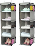 Darrahopens Home & Garden > Storage 2 Pack 5 Foldable Shelf Hanging Closet Organizer Space Saver with Side Accessories Pockets for Clothes Storage