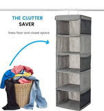 Darrahopens Home & Garden > Storage 2 Pack 5 Foldable Shelf Hanging Closet Organizer Space Saver with Side Accessories Pockets for Clothes Storage