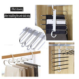 Darrahopens Home & Garden > Storage 2 Pack Adjustable Multi-Layer 5 in 1 Pants Hanger for Wardrobe and Home Storage (White)