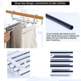 Darrahopens Home & Garden > Storage 2 Pack Adjustable Multi-Layer 5 in 1 Pants Hanger for Wardrobe and Home Storage (White)