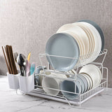 Darrahopens Home & Garden > Storage 2 Tier Dish Drainer with Cutlery Holder White