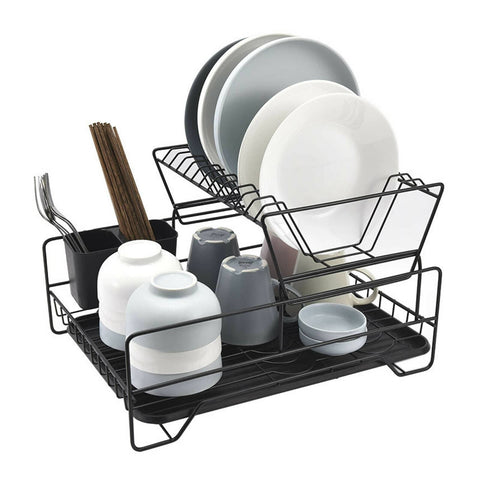 Darrahopens Home & Garden > Storage 2 Tier Dish Drainer with Cutlery Holder White