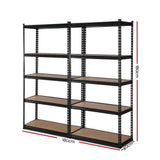 darrahopens Home & Garden > Storage 2x1.8M 5-Shelves Steel Warehouse Shelving Racking Garage Storage Rack Black