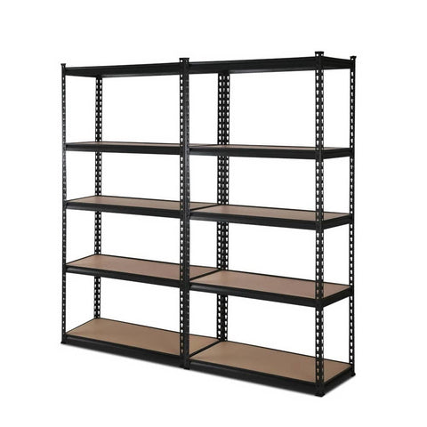 darrahopens Home & Garden > Storage 2x1.8M 5-Shelves Steel Warehouse Shelving Racking Garage Storage Rack Black
