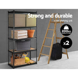 darrahopens Home & Garden > Storage 2x1.8M 5-Shelves Steel Warehouse Shelving Racking Garage Storage Rack Grey