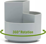 Darrahopens Home & Garden > Storage 360 degree rotating multi-functional pen holder with 3 separate layer for office desk organiser (Grey)