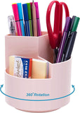 Darrahopens Home & Garden > Storage 360 degree rotating multi-functional pen holder with 3 separate layer for office desk organiser (Pink)