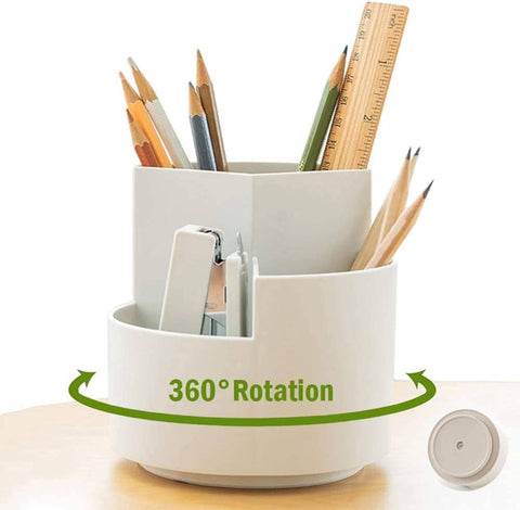 Darrahopens Home & Garden > Storage 360 degree rotating multi-functional pen holder with 3 separate layer for office desk organiser (White)