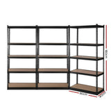 darrahopens Home & Garden > Storage 3x1.8M 5-Shelves Steel Warehouse Shelving Racking Garage Storage Rack Black