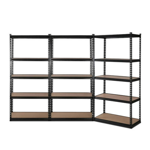 darrahopens Home & Garden > Storage 3x1.8M 5-Shelves Steel Warehouse Shelving Racking Garage Storage Rack Black