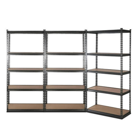 darrahopens Home & Garden > Storage 3x1.8M 5-Shelves Steel Warehouse Shelving Racking Garage Storage Rack Grey