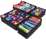 Darrahopens Home & Garden > Storage 4 Pack Foldable Drawer Dividers Storage Boxes (Black)