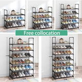 Darrahopens Home & Garden > Storage 4-Tier Stainless Steel Shoe Rack Storage Organizer to Hold up to 15 Pairs of Shoes (55cm, Black)