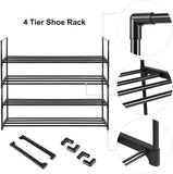 Darrahopens Home & Garden > Storage 4-Tier Stainless Steel Shoe Rack Storage Organizer to Hold up to 15 Pairs of Shoes (55cm, Black)