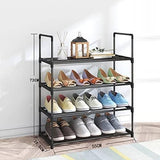 Darrahopens Home & Garden > Storage 4-Tier Stainless Steel Shoe Rack Storage Organizer to Hold up to 15 Pairs of Shoes (55cm, Black)