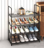 Darrahopens Home & Garden > Storage 4-Tier Stainless Steel Shoe Rack Storage Organizer to Hold up to 15 Pairs of Shoes (55cm, Black)