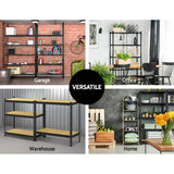 darrahopens Home & Garden > Storage 5x1.8M 5-Shelves Steel Warehouse Shelving Racking Garage Storage Rack Black