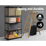 darrahopens Home & Garden > Storage 5x1.8M 5-Shelves Steel Warehouse Shelving Racking Garage Storage Rack Black