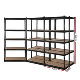 darrahopens Home & Garden > Storage 5x1.8M 5-Shelves Steel Warehouse Shelving Racking Garage Storage Rack Black