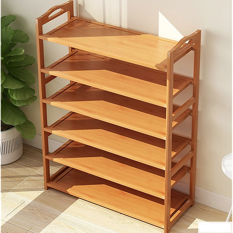 Darrahopens Home & Garden > Storage 6 Layers Natural Wood Bamboo Shelf Entryway Storage Shoe Rack Home Furniture