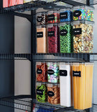 Darrahopens Home & Garden > Storage 7 Pieces Plastic BPA Free Food Storage Containers for Kitchen (Black)