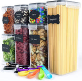 Darrahopens Home & Garden > Storage 7 Pieces Plastic BPA Free Food Storage Containers for Kitchen (Black)