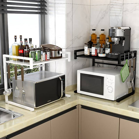 Darrahopens Home & Garden > Storage Adjustable Microwave Oven Storage Shelf Black