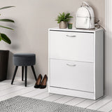 darrahopens Home & Garden > Storage Artiss 2 Door Shoe Cabinet - White