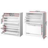 darrahopens Home & Garden > Storage Artiss 2 Door Shoe Cabinet - White