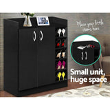 darrahopens Home & Garden > Storage Artiss 2 Doors Shoe Cabinet Storage Cupboard - Black