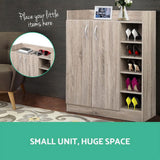 darrahopens Home & Garden > Storage Artiss 2 Doors Shoe Cabinet Storage Cupboard - Wood