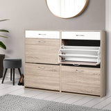 darrahopens Home & Garden > Storage Artiss 2 Tier Shoe Cabinet - Wood