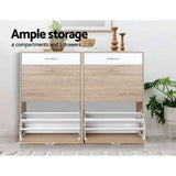 darrahopens Home & Garden > Storage Artiss 2 Tier Shoe Cabinet - Wood