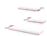 darrahopens Home & Garden > Storage Artiss 3 Piece Floating Wall Shelves - White