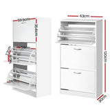 darrahopens Home & Garden > Storage Artiss 3 Tier Shoe Cabinet - White