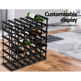 darrahopens Home & Garden > Storage Artiss 42 Bottle Timber Wine Rack Wooden Storage Wall Racks Holders Cellar Black
