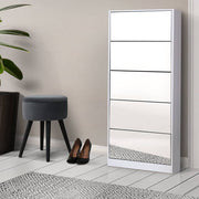 darrahopens Home & Garden > Storage Artiss 5 Drawer Mirrored Wooden Shoe Cabinet - White
