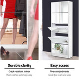 darrahopens Home & Garden > Storage Artiss 5 Drawer Mirrored Wooden Shoe Cabinet - White