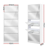 darrahopens Home & Garden > Storage Artiss 5 Drawer Mirrored Wooden Shoe Cabinet - White