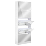 darrahopens Home & Garden > Storage Artiss 5 Drawer Mirrored Wooden Shoe Cabinet - White